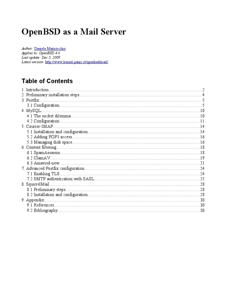 OpenBSD Mail Server | PDF | System Software | Cyberspace