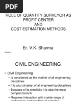 Role of Quantity Surveyor As Profit Center AND Cost Estimation Methods