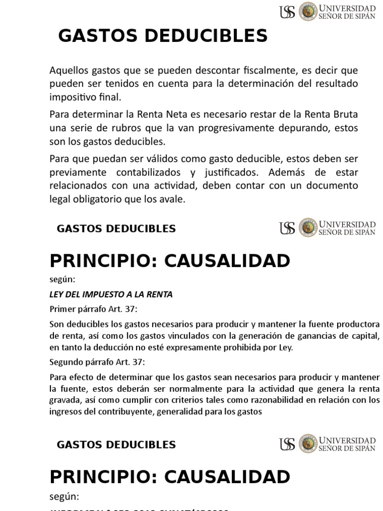 Gastos Deducibles y No Deducibles | PDF | Impuesto sobre la renta ...