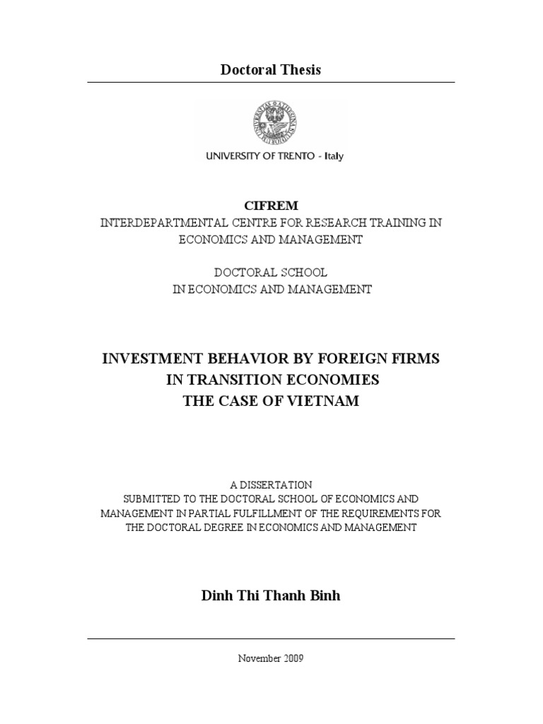 FDI Patterns in Vietnam's Transition Economy | PDF | Foreign Direct ...