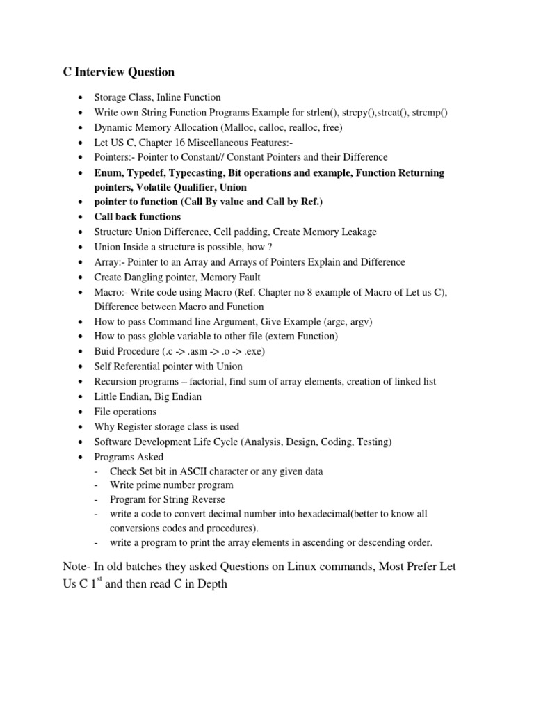 C Interview Question: Pointers, Volatile Qualifier, Union | PDF ...