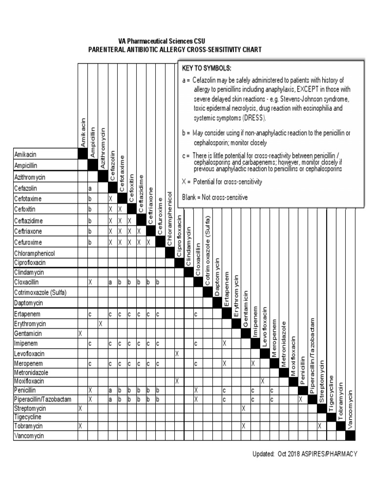 Antibiotic CrossSensitivity Chart PDF Penicillin Medical Treatments