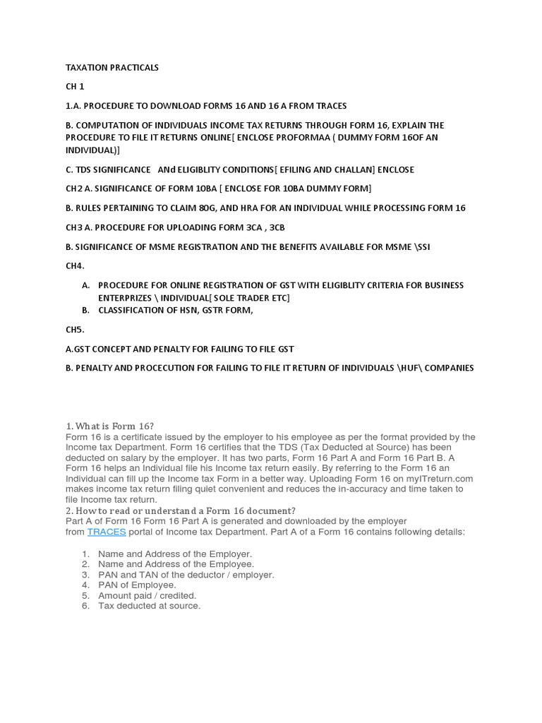 Guide to Filing Income Tax with Form 16 | PDF | Income Tax In The ...