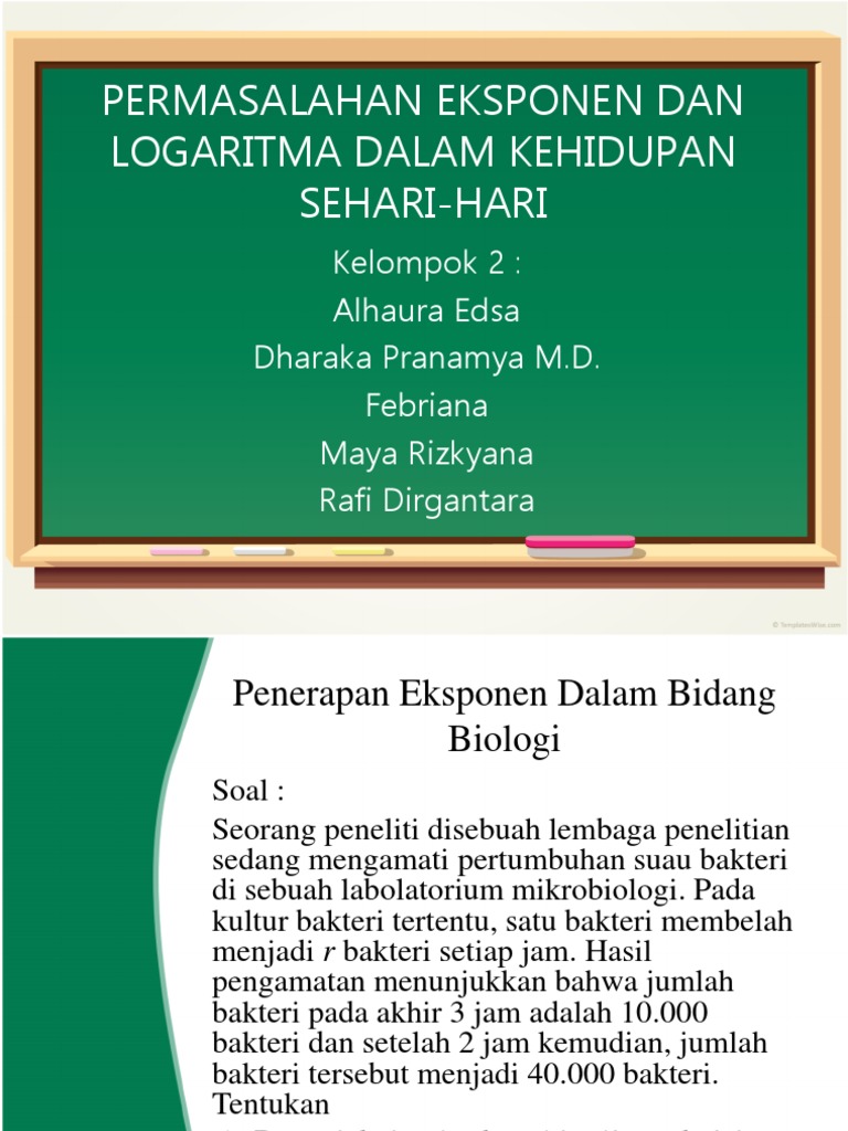 Permasalahan Eksponen Dan Logaritma Dalam Kehidupan Sehari Hari Pptx