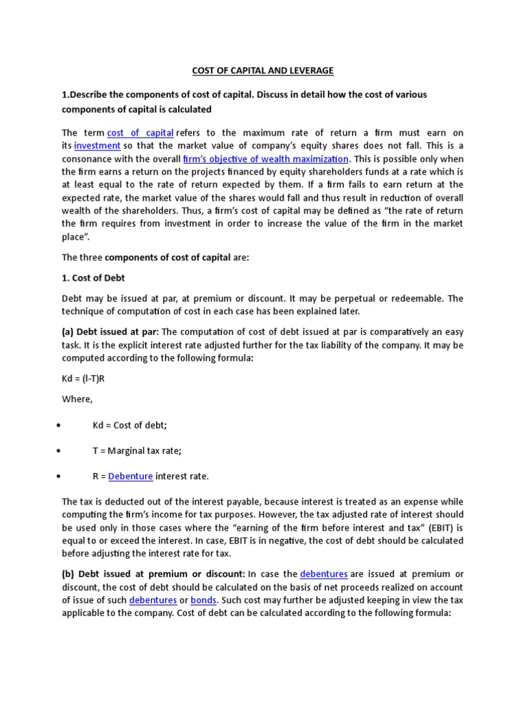 Understanding Cost of Capital Components | PDF | Cost Of Capital ...