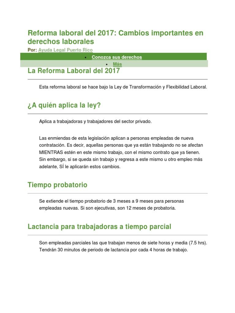 Reforma Laboral 2017: Cambios Clave | PDF | Tiempo de trabajo | Salario