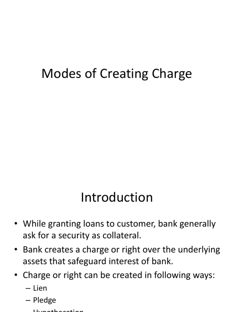 Unit 3.2modes of Creating Charge FR Loan | PDF | Loans | Collateral ...