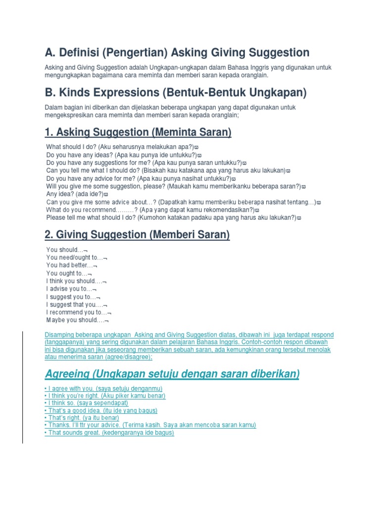 Asks For Giving Sugestion