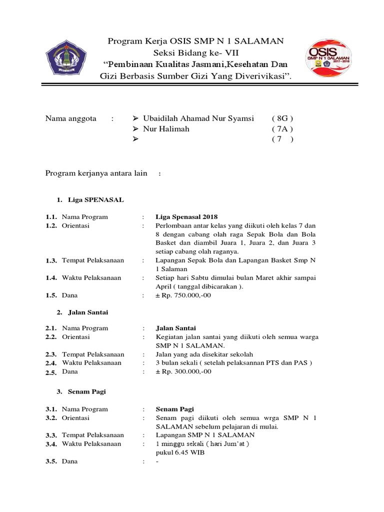 Program Kerja Osis Pdf