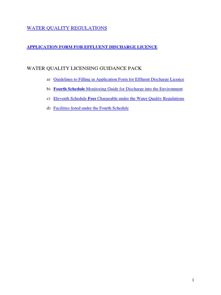 Effluent Discharge License Application Guide | PDF | Water Pollution ...