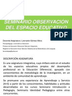 Seminario Observacion Espacio Educativo C Enviar Correo Curso