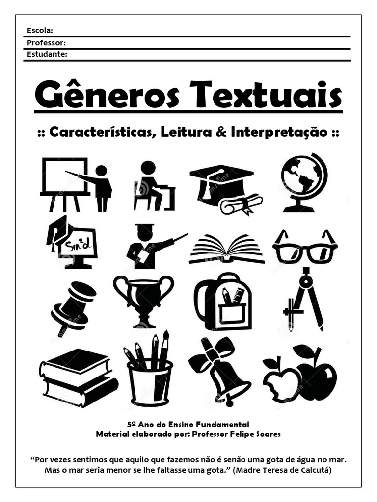 Companheiros da Educação: Gêneros Textuais Prontos Para Imprimir
