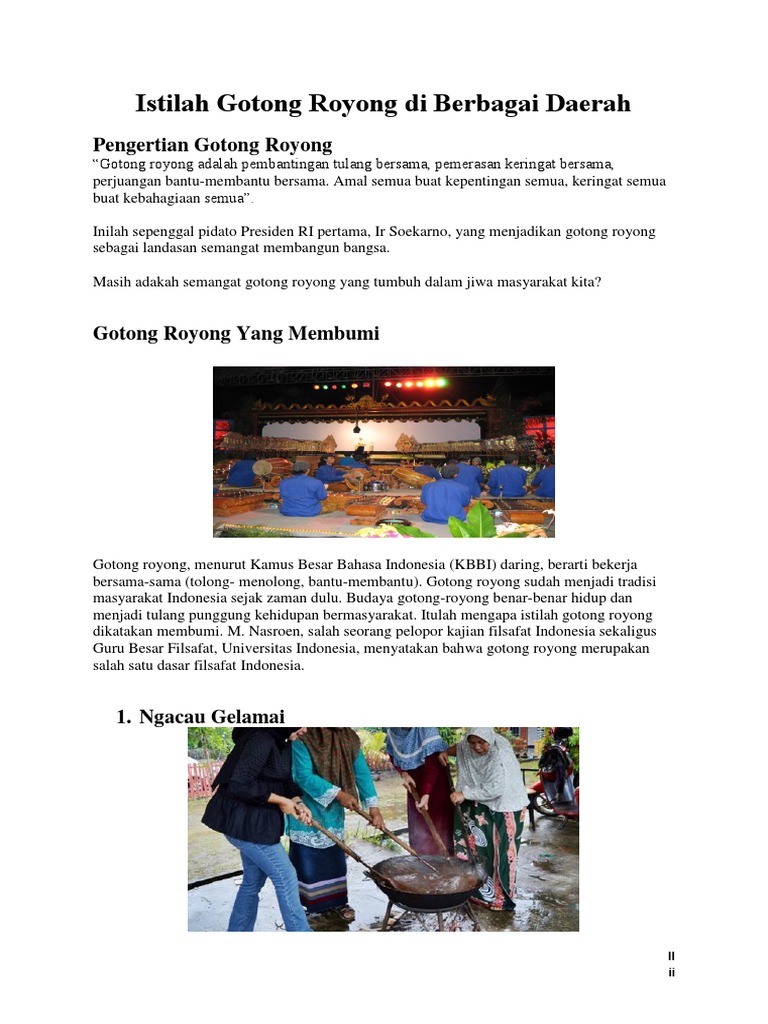 Istilah Gotong Royong Di Berbagai Daerah Docx