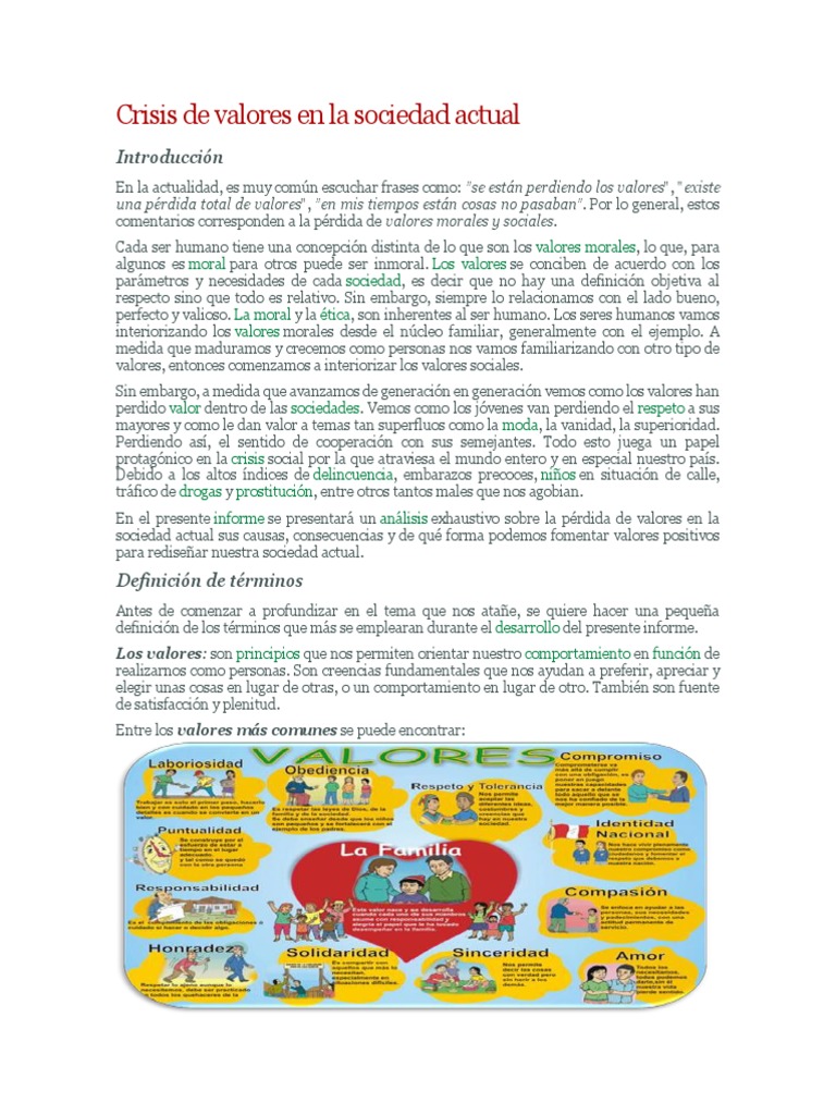 Crisis de Valores en La Sociedad Actual | PDF | Moralidad | Comportamiento