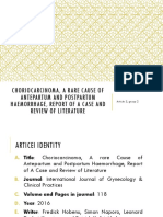 Choriocarcinoma, A Rare Cause of Antepartum and Postpartum Haemorrhage, Report of A Case and Review of Literature