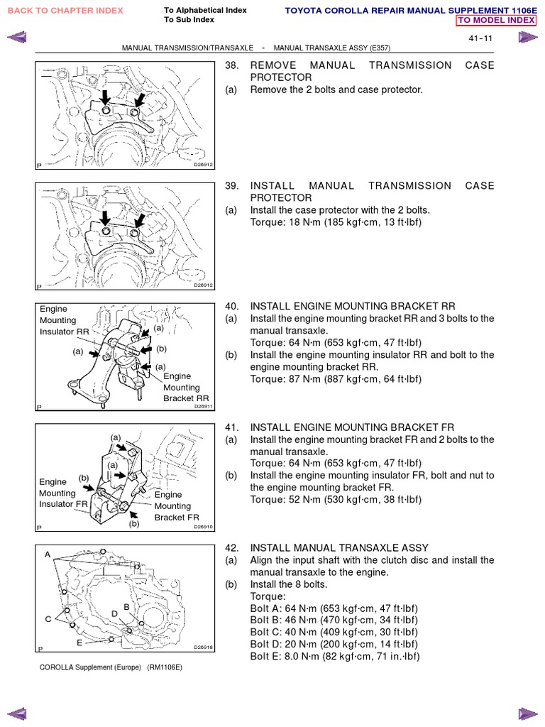 Toyota Corolla Engine Mounting Guide | PDF | Manual Transmission ...