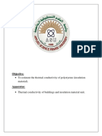 Objective:: To Estimate The Thermal Conductivity of Polystyrene (Insulation Material)