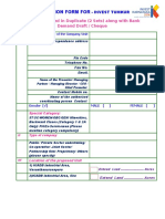 Application Form For: To Be Submitted in Duplicate (2 Sets) Along With Bank Demand Draft / Cheque