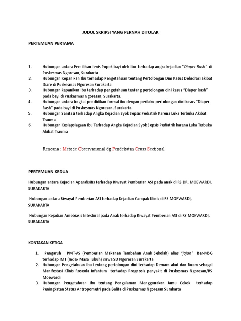 Skripsi Ditolak: Studi Kesehatan Anak | PDF