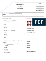 Examen de Admisión Inglés 5°