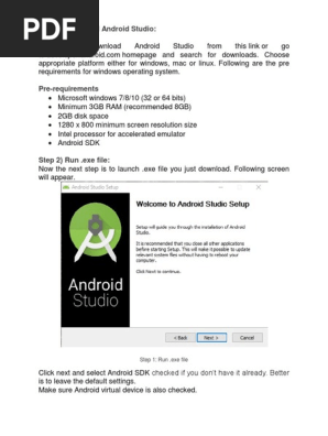 Step 1) Download Android Studio:: Step 1: Run.Exe File | PDF.