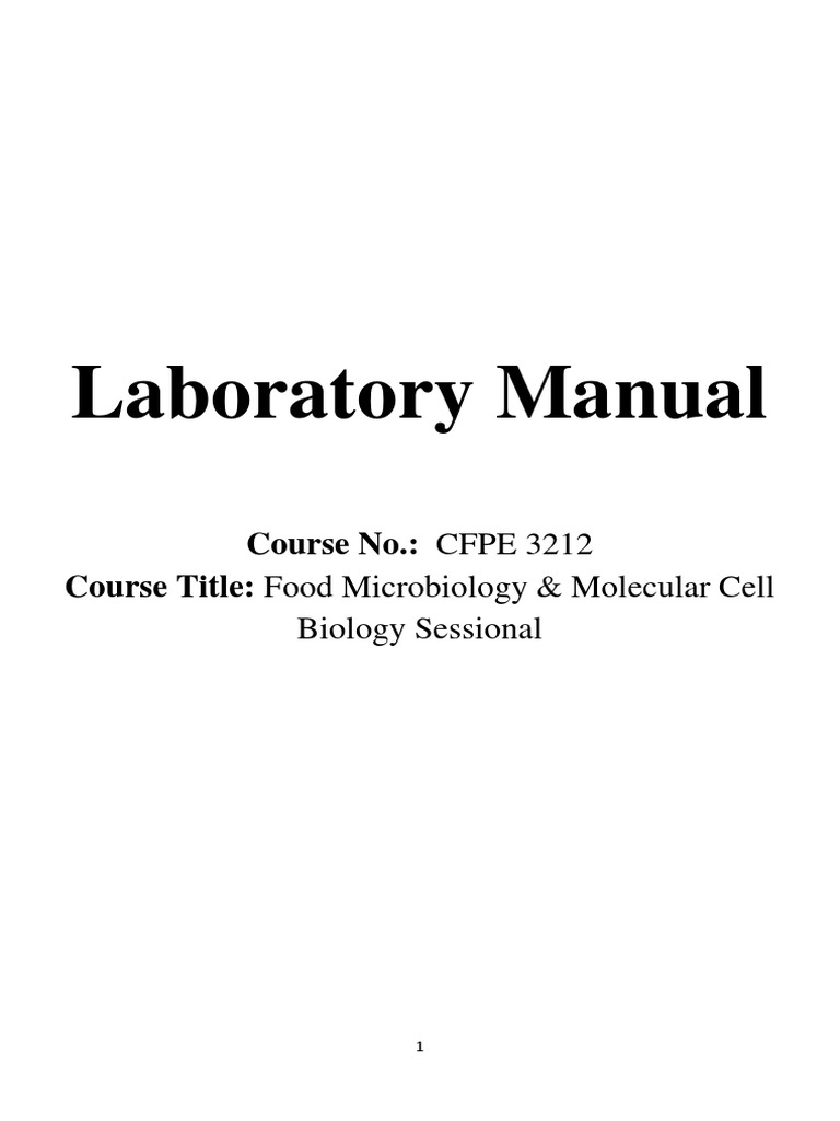 Laboratory Manual Course No. CFPE 3212 Course Title Food