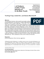 The Influence of Culture-Specific Personality Traits On The Development of Delinquency in At-Risk Youth