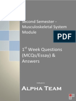 Second Semester - Musculoskeletal System: 1 Week Questions (Mcqs/Essay) & Answers