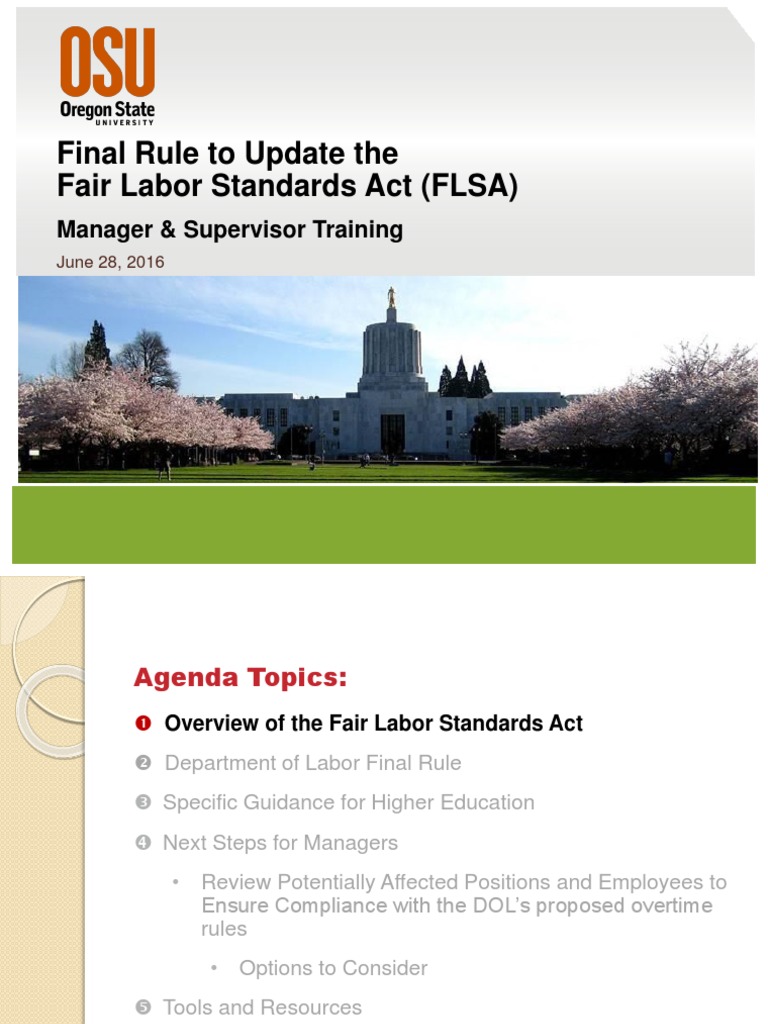 Final Rule To Update The Fair Labor Standards Act (FLSA) Manager