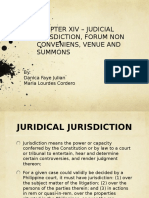 Chapter Xiv - Judicial Jurisdiction, Forum Non Conveniens, Venue and Summons