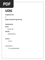 Assignment No: 2 Object Oriented Programming