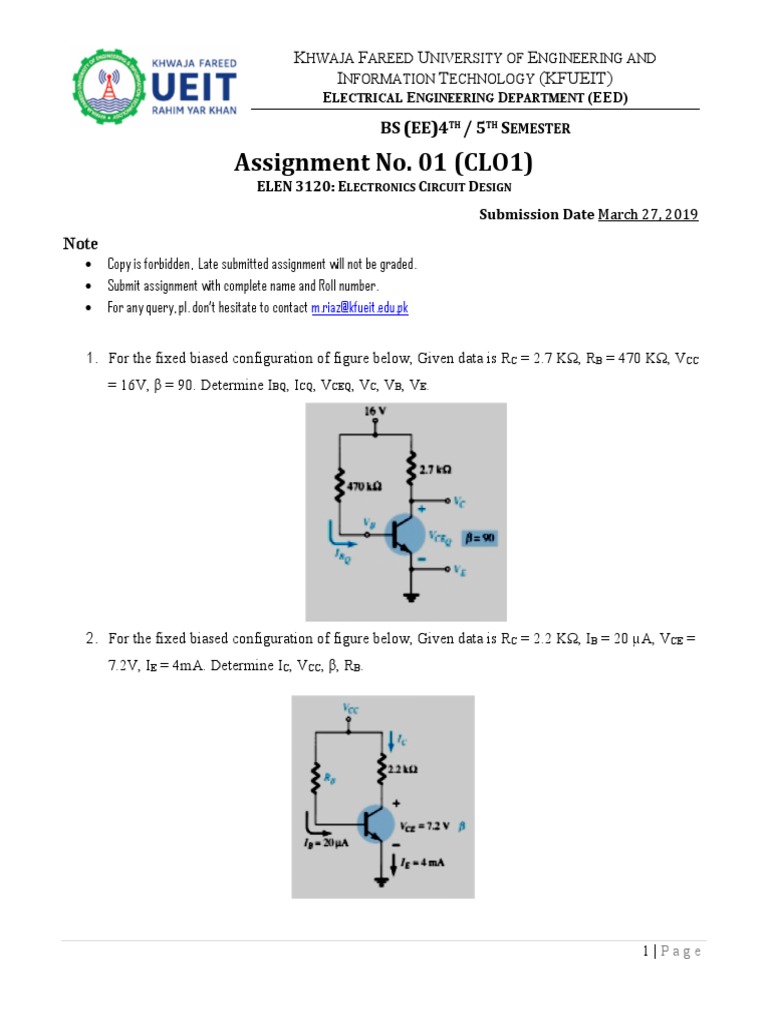 Electronics Circuit Design Assignment | PDF