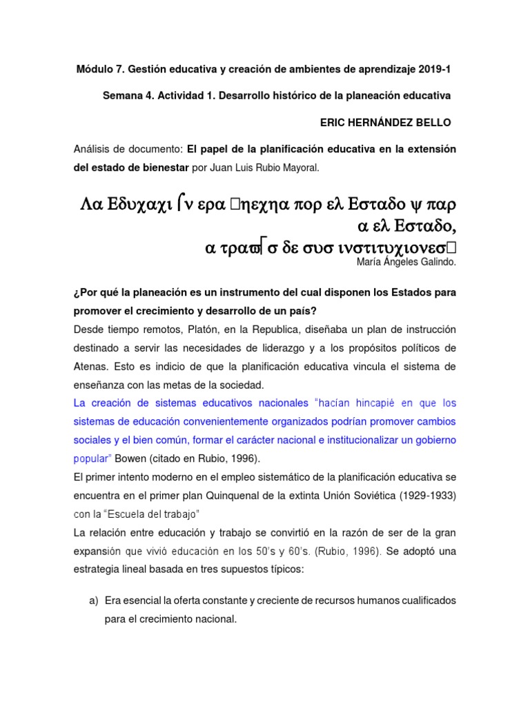 Historia de la Planeación Educativa en México | PDF | Beneficio ...