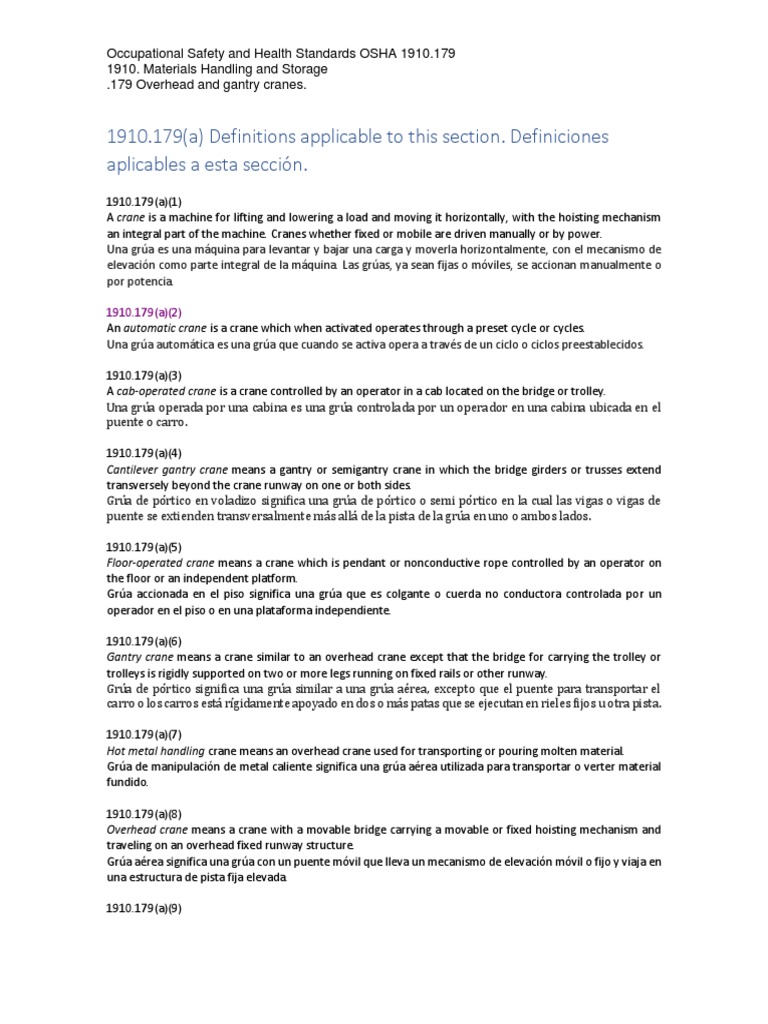 Osha 1910.179 Standard