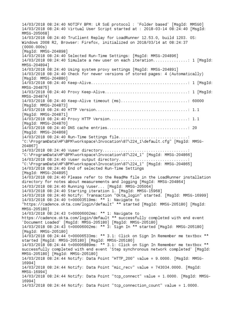 LoadRunner Vuser Script Execution Log | PDF | Proxy Server | Directory ...