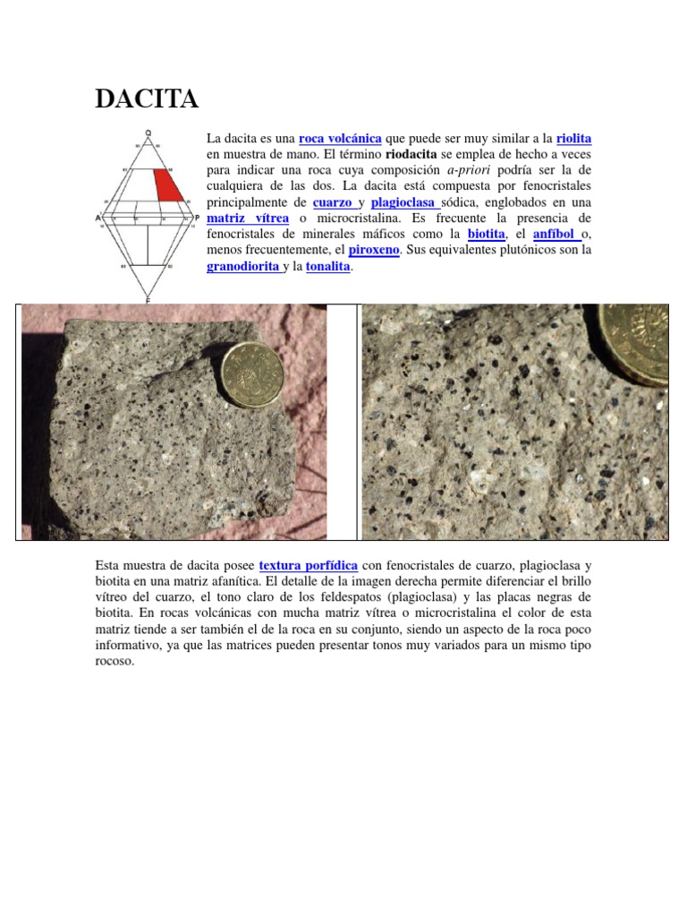 Características de la Dacita Volcánica | PDF