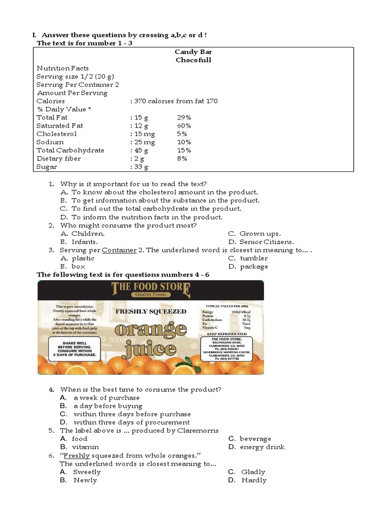 Test Pemisah Kelas Docx Nutrition Facts Label Sunscreen