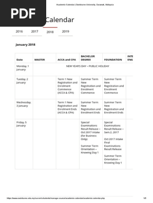 Academic Calendar Swinburne University Sarawak Malaysia Academic Term Schools