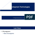 Software Development Technologies: Programming Topics in C#