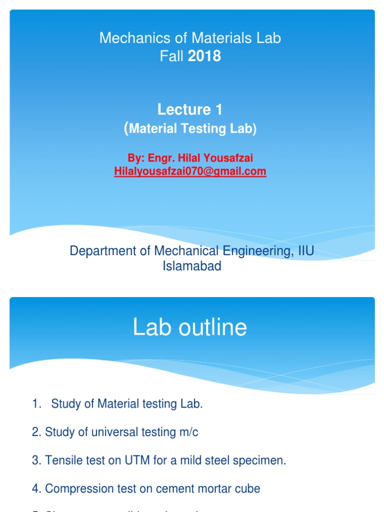 Mechanics of Materials Lab Fall 2018 | PDF | Deformation (Engineering ...