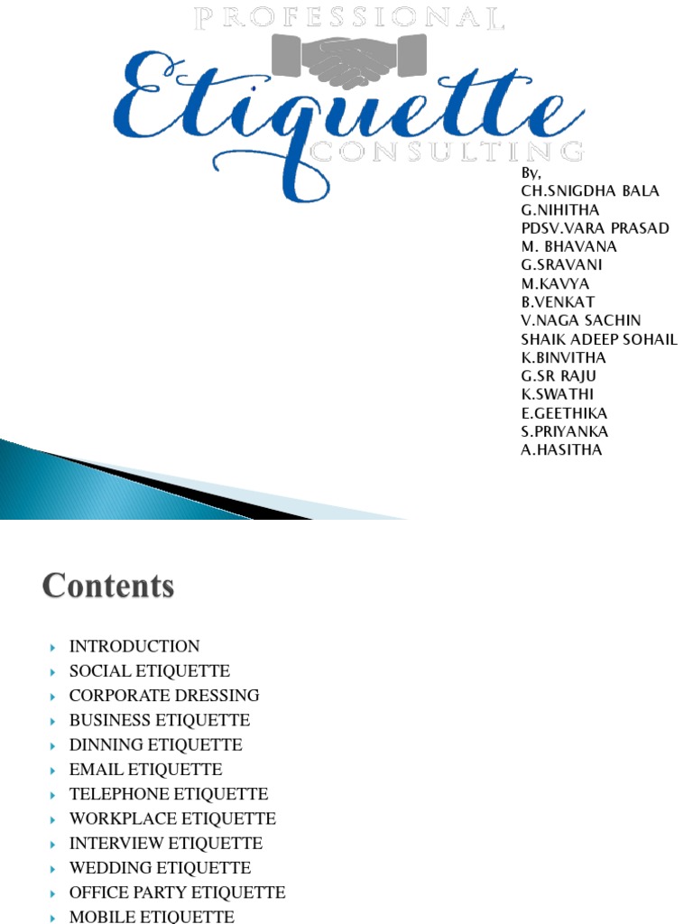 Essential Guide to Social Etiquette | PDF | Career & Growth | Social ...