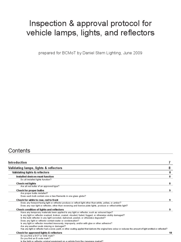 2009 Vehicle Lighting Protocol PDF Headlamp Incandescent Light Bulb