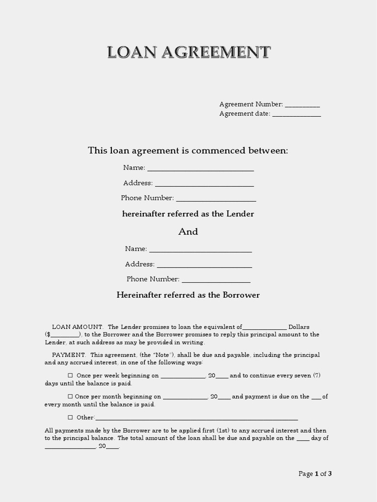 Loan Agreement Template 27 | PDF | Promissory Note | Loans