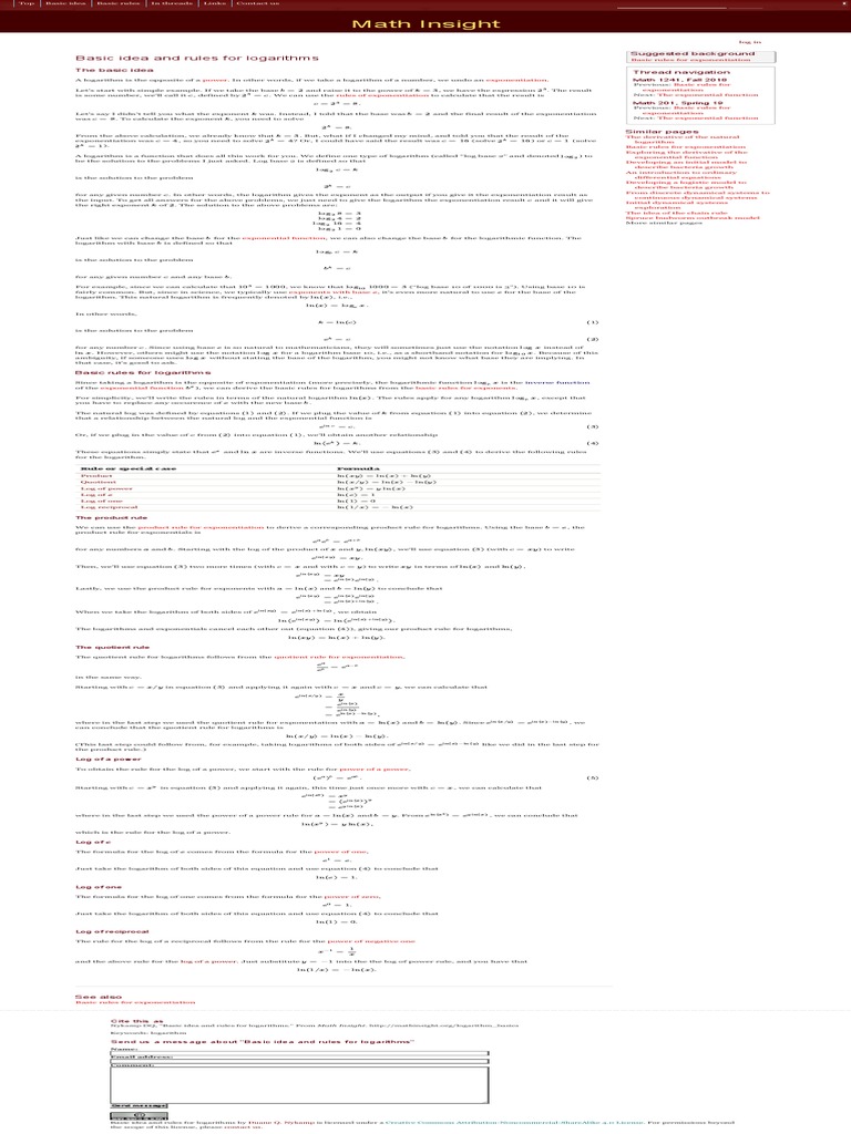 Logarithm Basics and Rules | PDF | Logarithm | Exponentiation