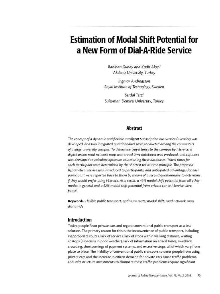 Modal Shift Potential for I-Service Transport | PDF | Public Transport ...