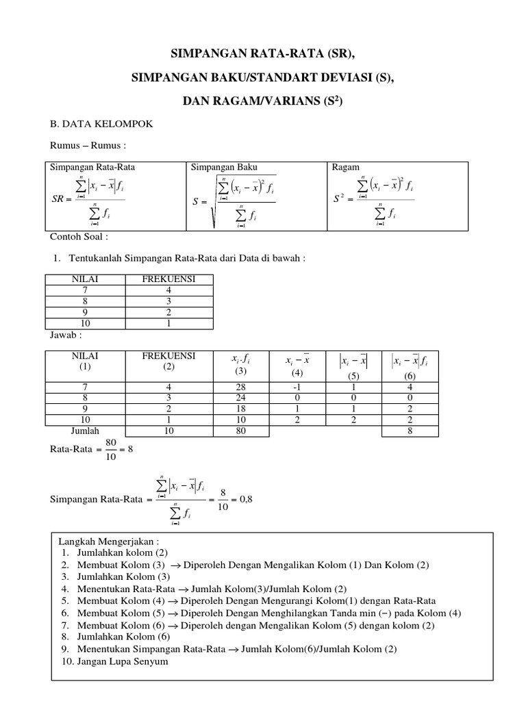 Rumus dan Contoh Simpangan Rata-Rata | PDF