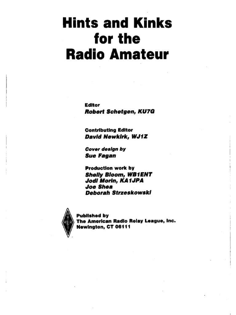 American Radio Relay League - Hints and Kinks For The Radio