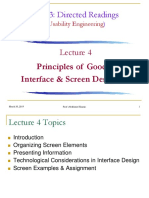 Lecture 4 - Principles of Good Interface & Screen Designs