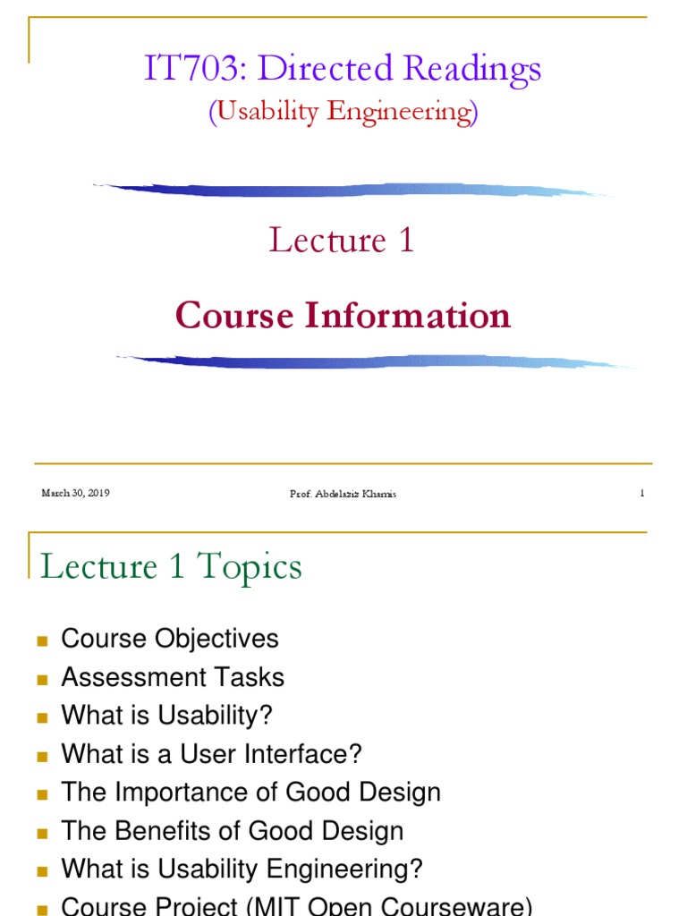 Lecture 1 Course Information Pdf Usability Graphical User