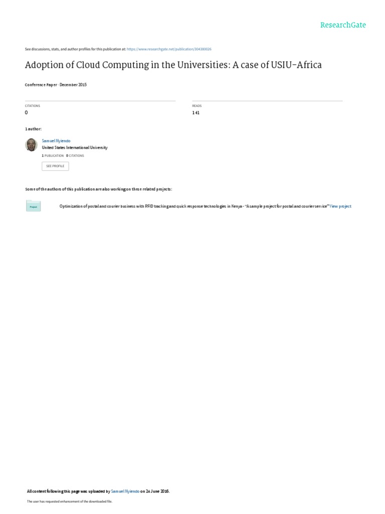 USIU-A Cloud Computing Adoption | PDF | Cloud Computing | Software As A ...